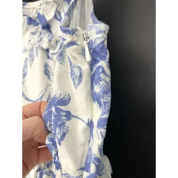 Gap Kids Blue Floral Sleeveless Ruffle Dress Girls M (8) Easter Sundress Cottage - Picture 5 of 9